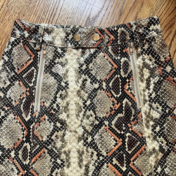 Alter'd State Wom Sz XS Snake Print Mini Skirt High Waist Tan Grey Orange Zipper - Picture 2 of 13